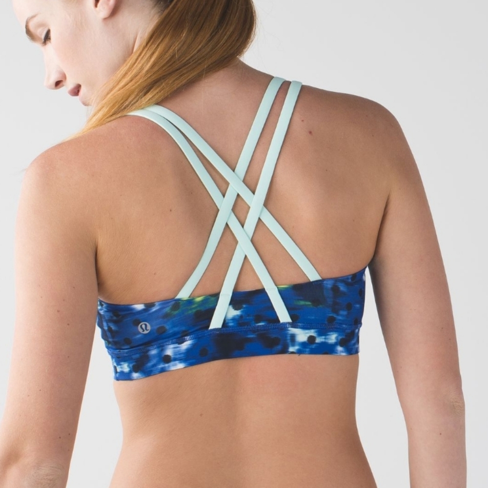 Lululemon Energy Bra Windy Blooms Saphire Blue Multi / Sea Mist